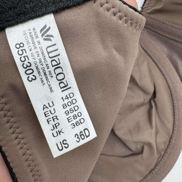 Wacoal 855303 Unlined Underwire Full Coverage Bra US Size 36D black B1783 - Picture 4 of 4